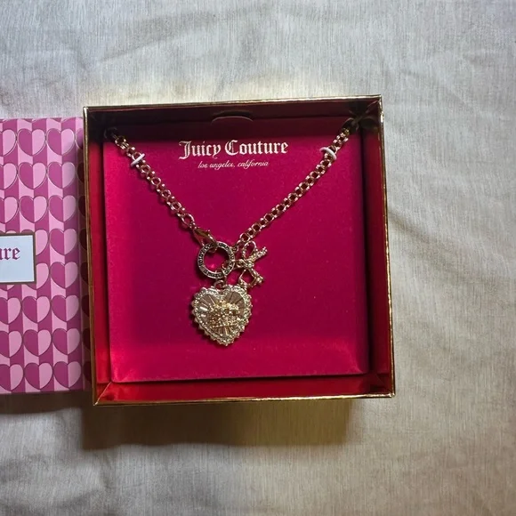 Juicy Couture Gold and Silver Heart Charm Necklace - Picture 2 of 3